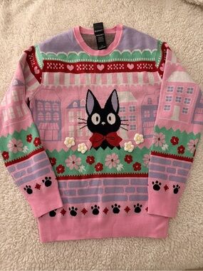 Kiki's Delivery Service Sweater Womens Large Jiji Floral Portrait Box Lunch
